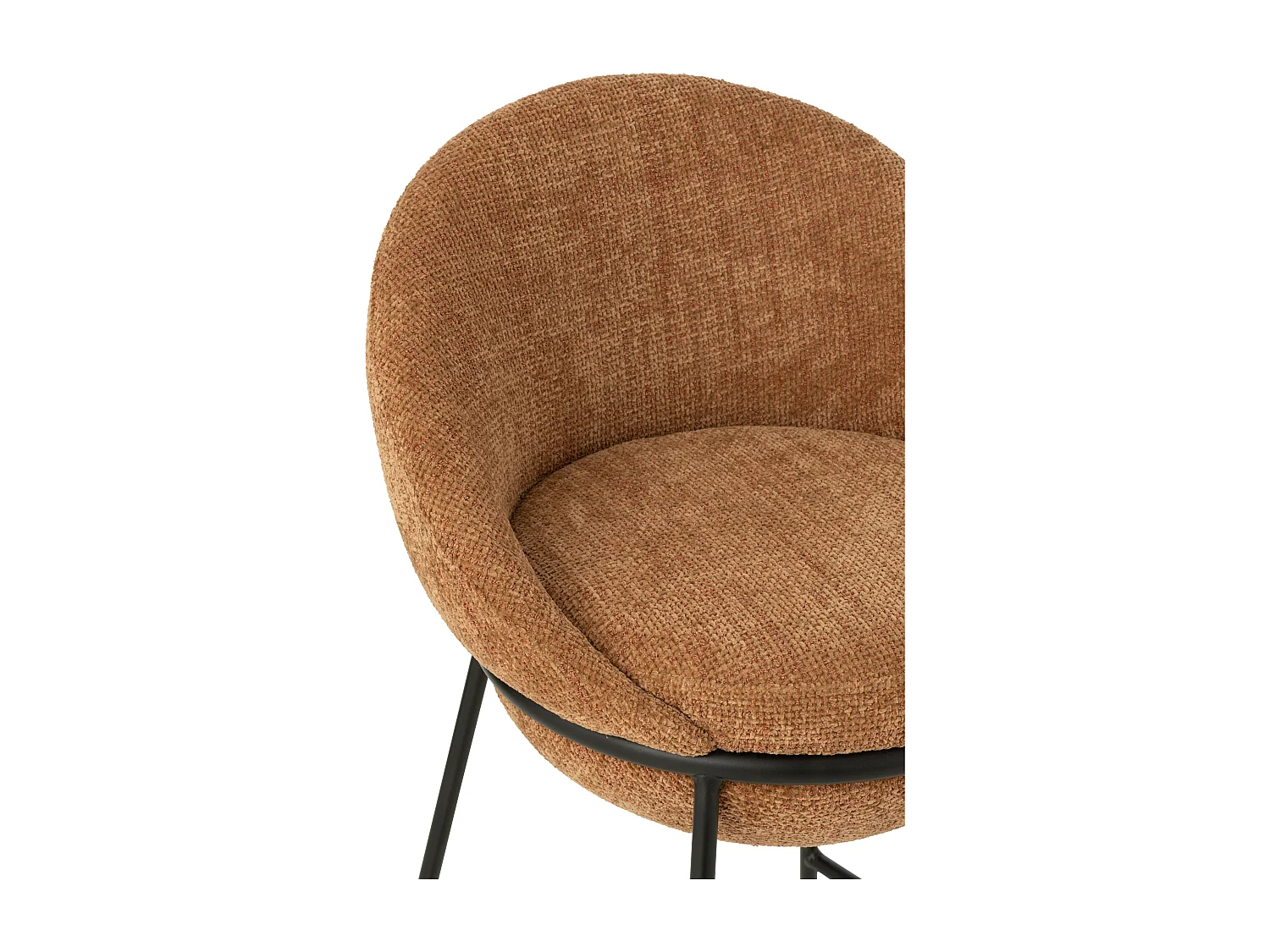 Lot de 2 tabourets de bar en tissu et structure métal noir BOBBY – Hauteur d"assise 76cm-Terracotta