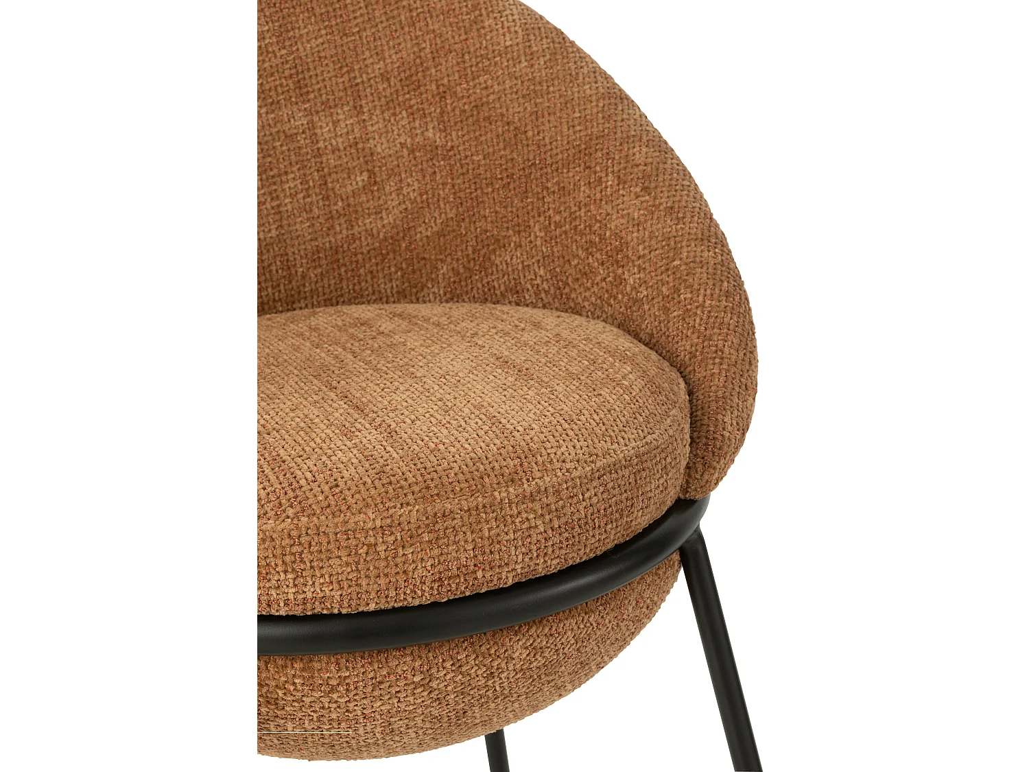 Lot de 2 tabourets de bar en tissu et structure métal noir BOBBY – Hauteur d"assise 76cm-Terracotta