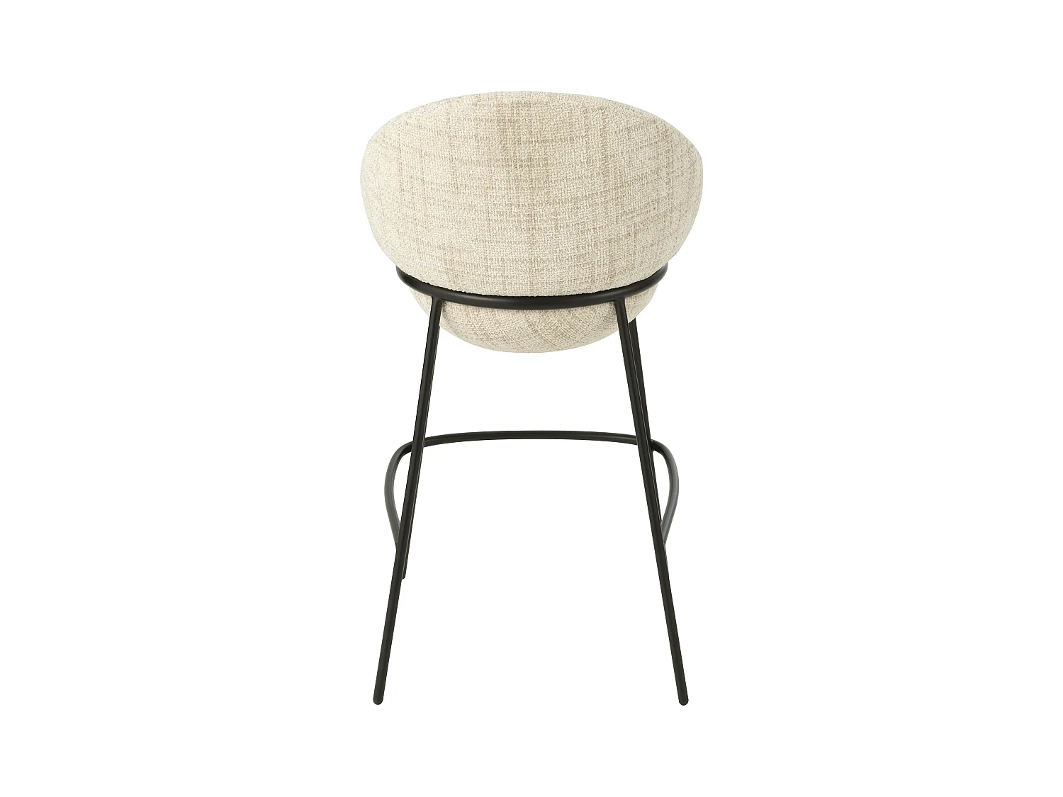 Juego de 2 taburetes de bar BOBBY de tela con estructura de metal negro – Altura del asiento 76 cm-Color ribete verde crudo