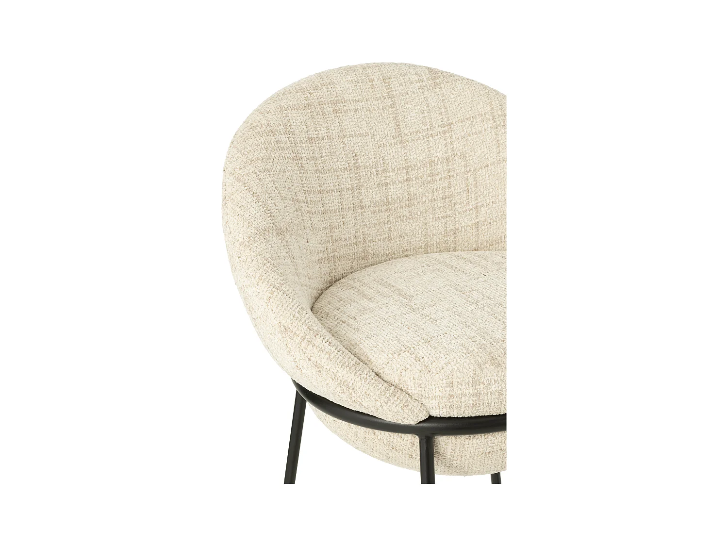 Juego de 2 taburetes de bar BOBBY de tela con estructura de metal negro – Altura del asiento 76 cm-Color ribete verde crudo