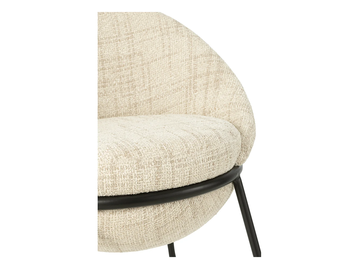 Juego de 2 taburetes de bar BOBBY de tela con estructura de metal negro – Altura del asiento 76 cm-Color ribete verde crudo