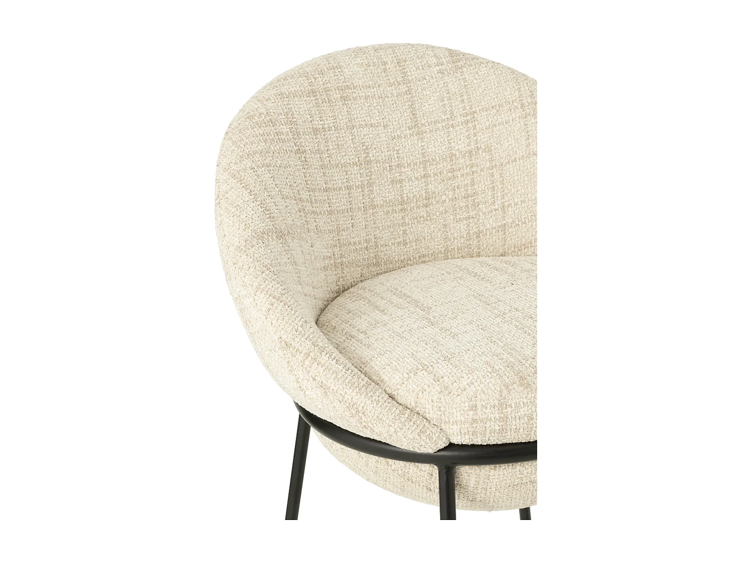 Juego de 2 taburetes de bar BOBBY de tela con estructura de metal negro – Altura del asiento 76 cm-Color ribete verde crudo