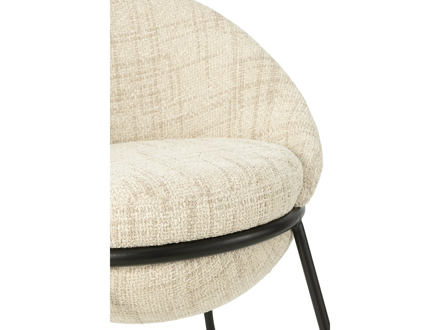 Juego de 2 taburetes de bar BOBBY de tela con estructura de metal negro – Altura del asiento 76 cm-Color ribete verde crudo