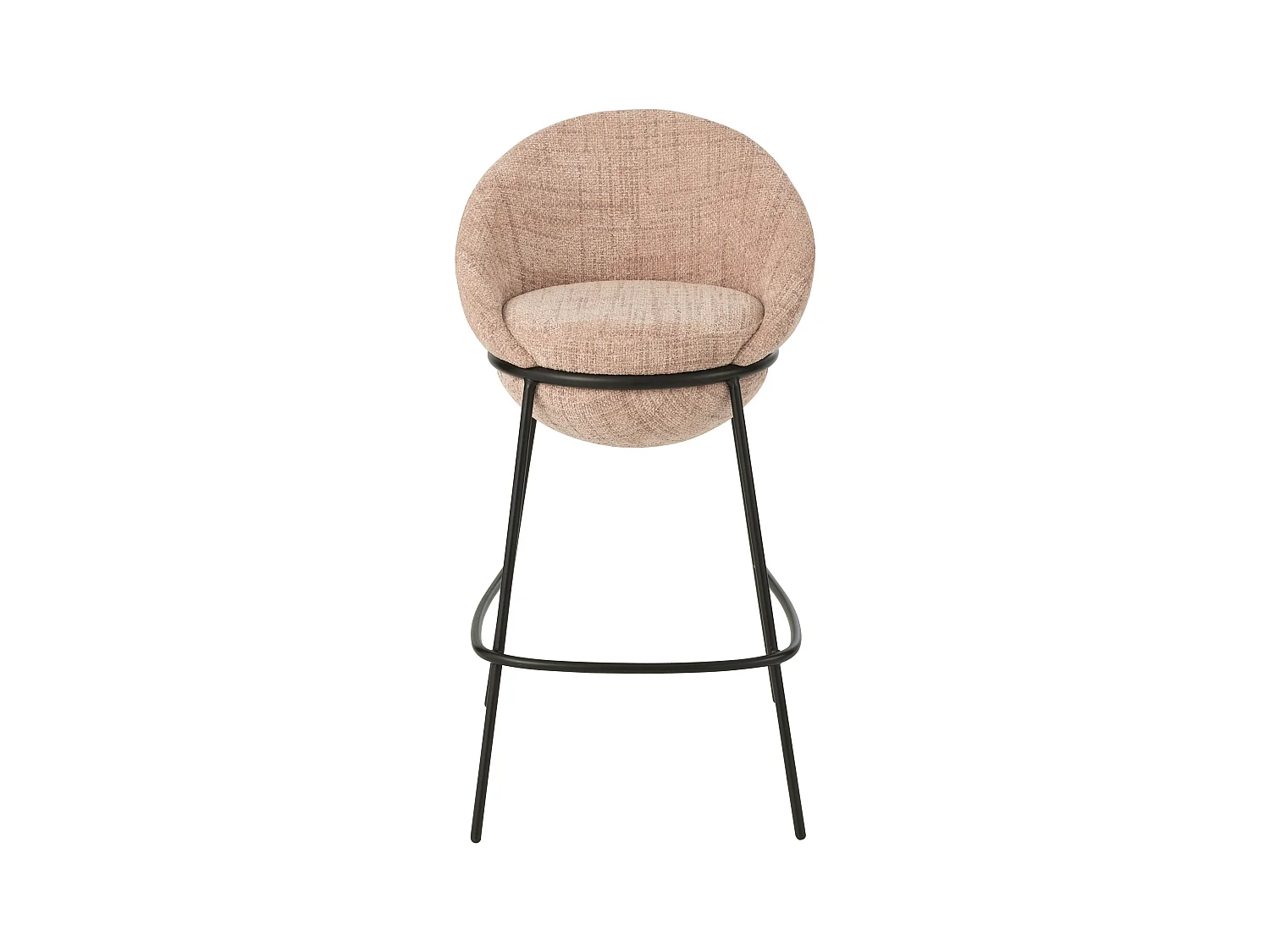 Juego de 2 taburetes de bar BOBBY de tela con estructura de metal negro – Altura del asiento 76 cm-Color Rosa