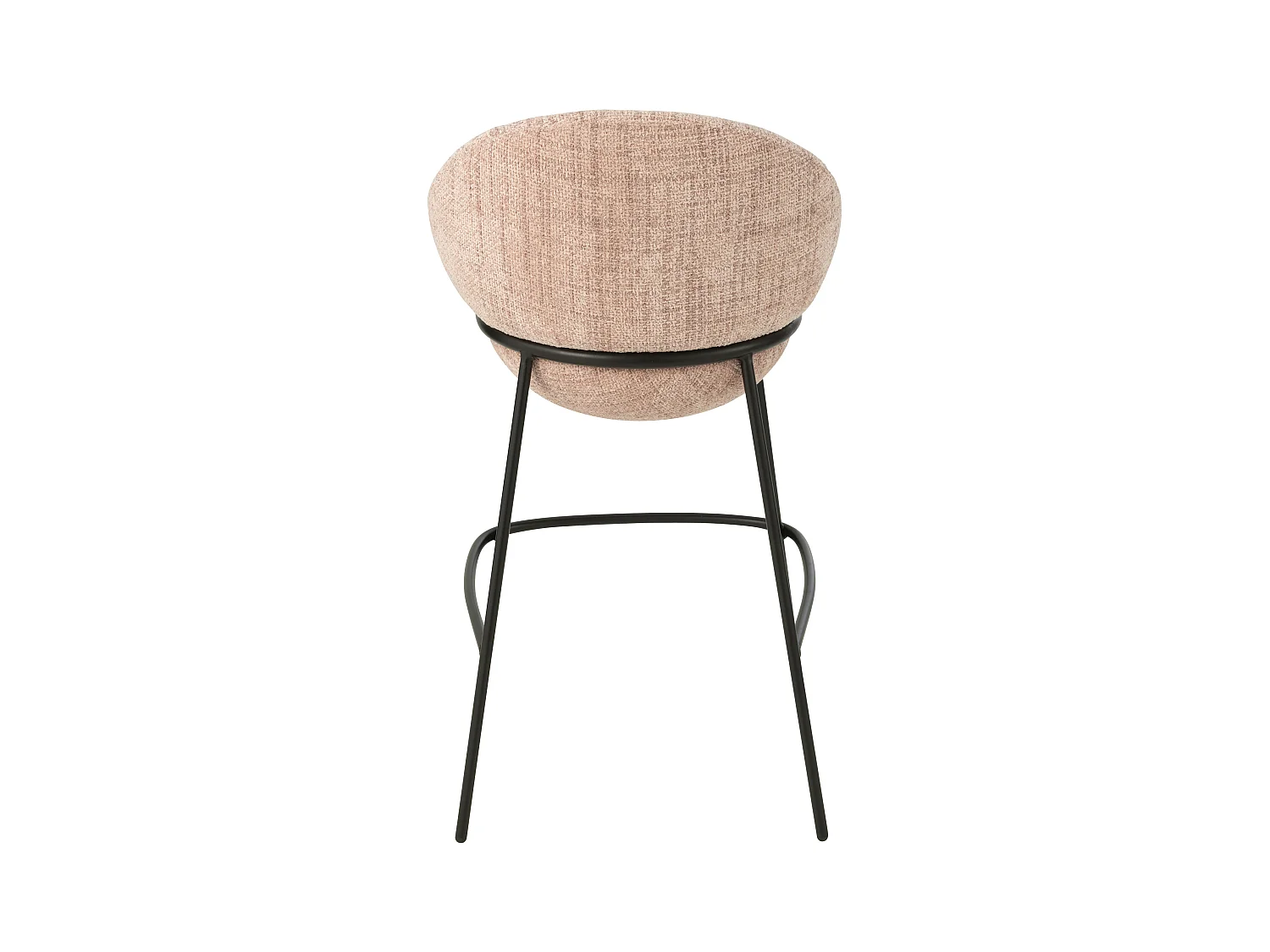 Juego de 2 taburetes de bar BOBBY de tela con estructura de metal negro – Altura del asiento 76 cm-Color Rosa