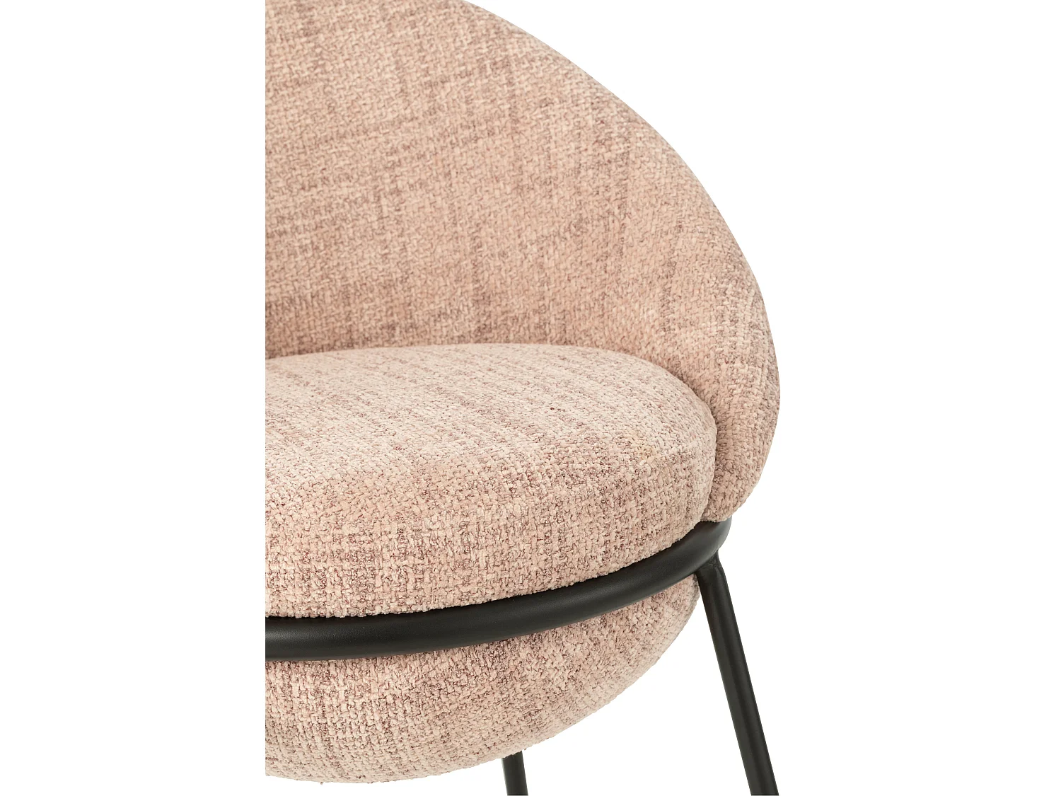 Juego de 2 taburetes de bar BOBBY de tela con estructura de metal negro – Altura del asiento 76 cm-Color Rosa