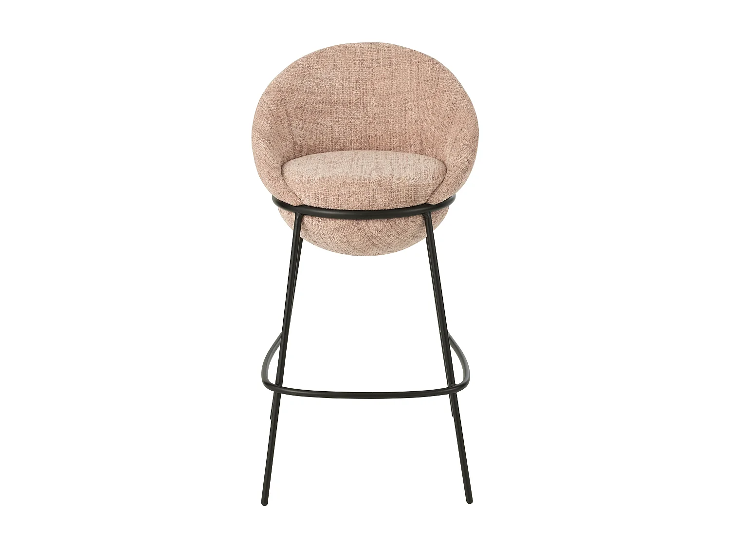 Juego de 2 taburetes de bar BOBBY de tela con estructura de metal negro – Altura del asiento 76 cm-Color Rosa