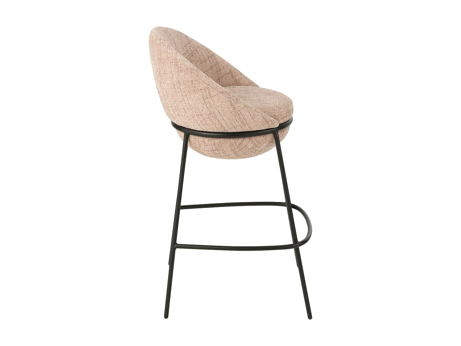 Juego de 2 taburetes de bar BOBBY de tela con estructura de metal negro – Altura del asiento 76 cm-Color Rosa