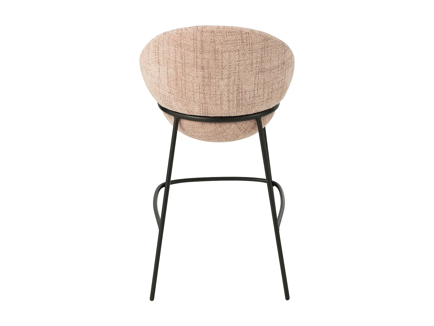 Juego de 2 taburetes de bar BOBBY de tela con estructura de metal negro – Altura del asiento 76 cm-Color Rosa