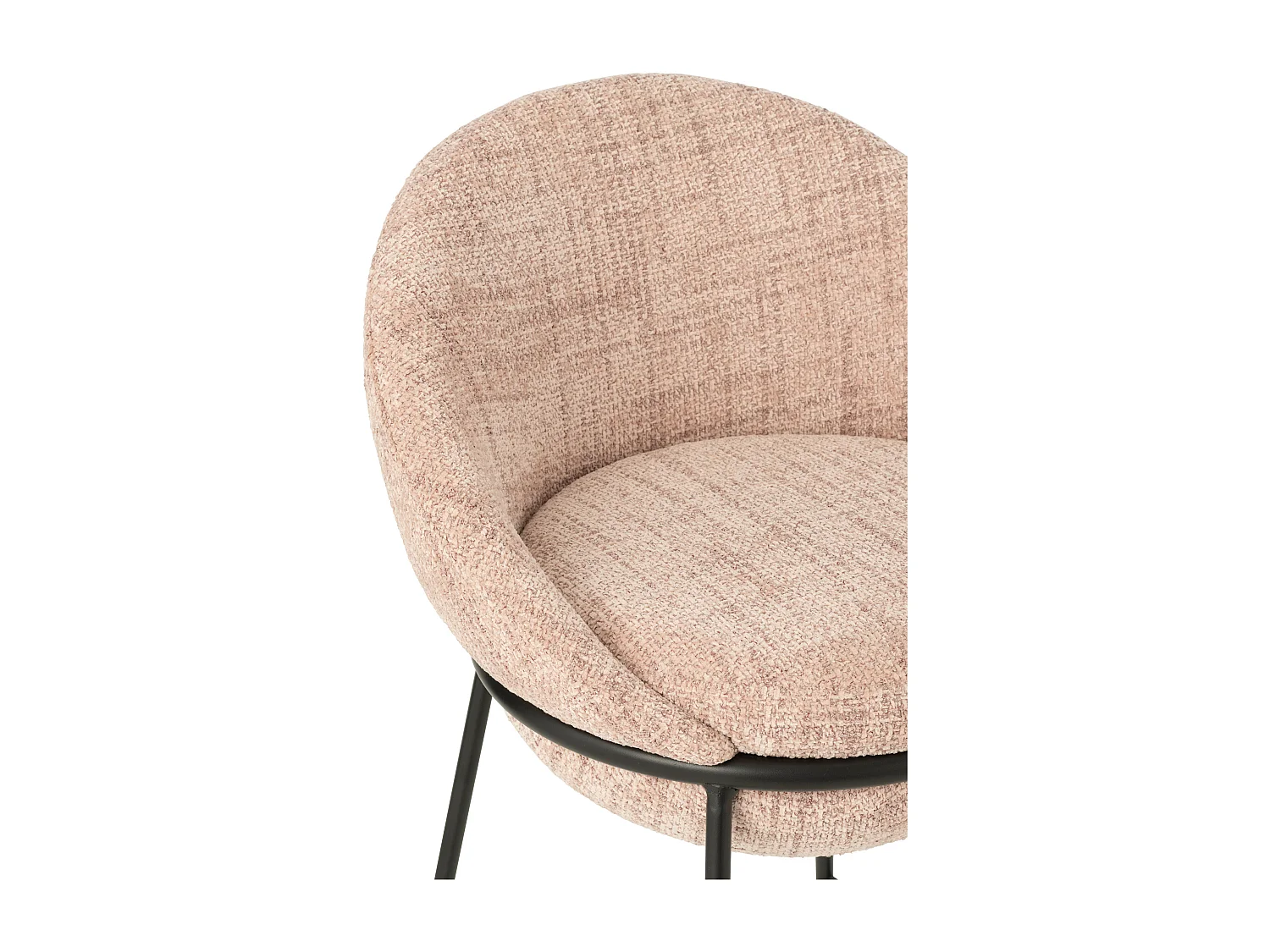 Juego de 2 taburetes de bar BOBBY de tela con estructura de metal negro – Altura del asiento 76 cm-Color Rosa