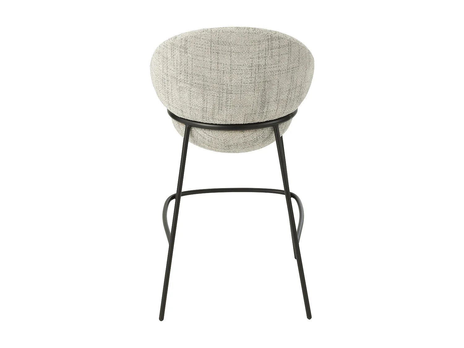 Juego de 2 taburetes de bar BOBBY de tela con estructura de metal negro – Altura del asiento 76 cm-Color Gris