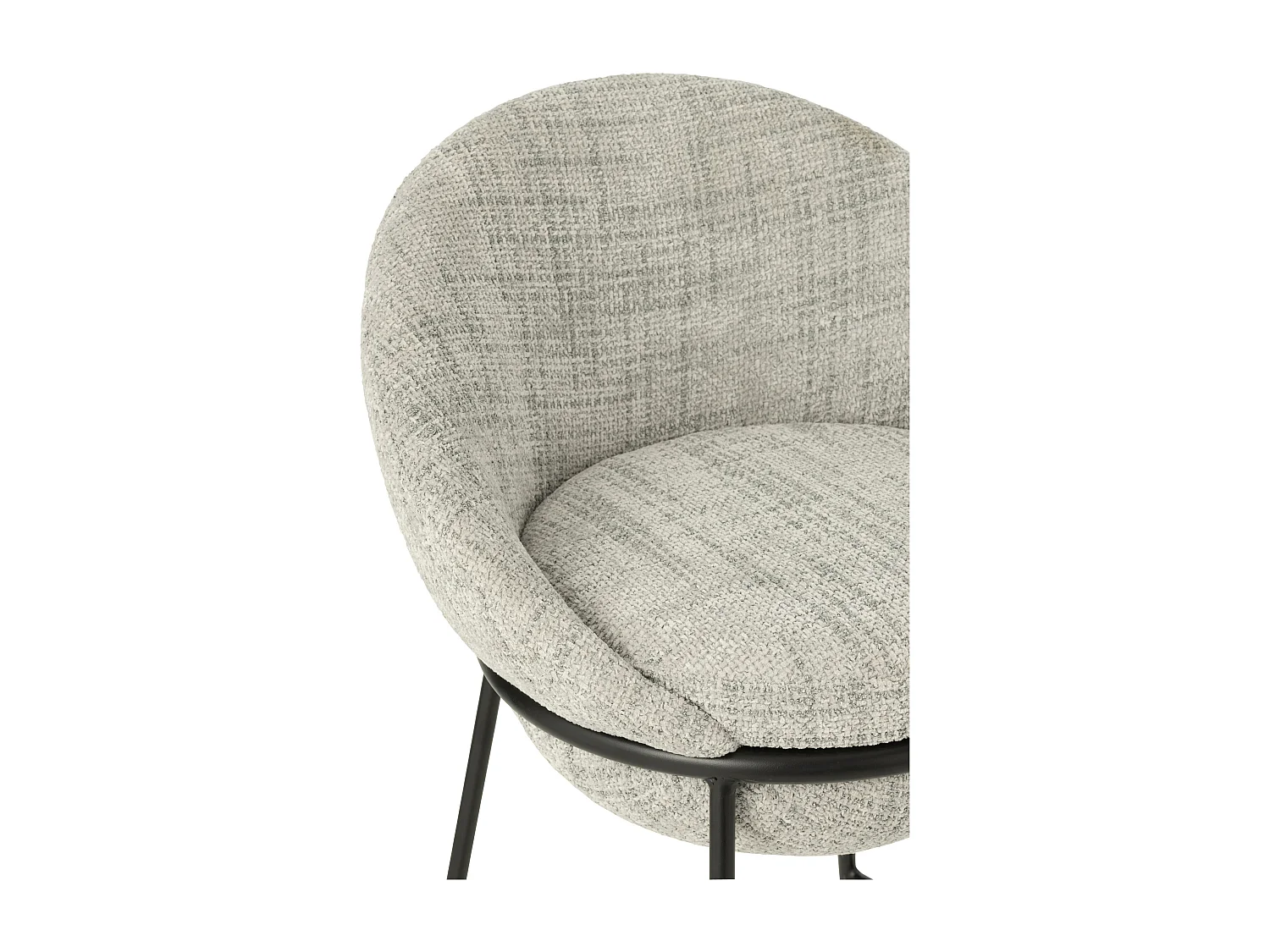 Juego de 2 taburetes de bar BOBBY de tela con estructura de metal negro – Altura del asiento 76 cm-Color Gris