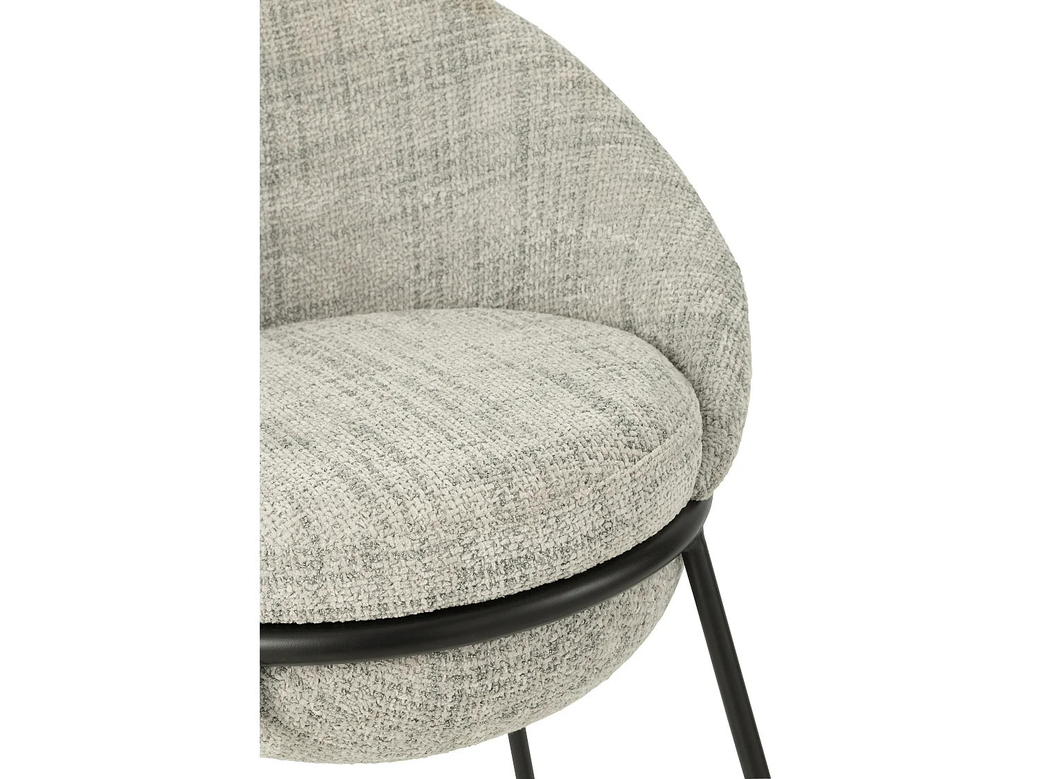 Juego de 2 taburetes de bar BOBBY de tela con estructura de metal negro – Altura del asiento 76 cm-Color Gris