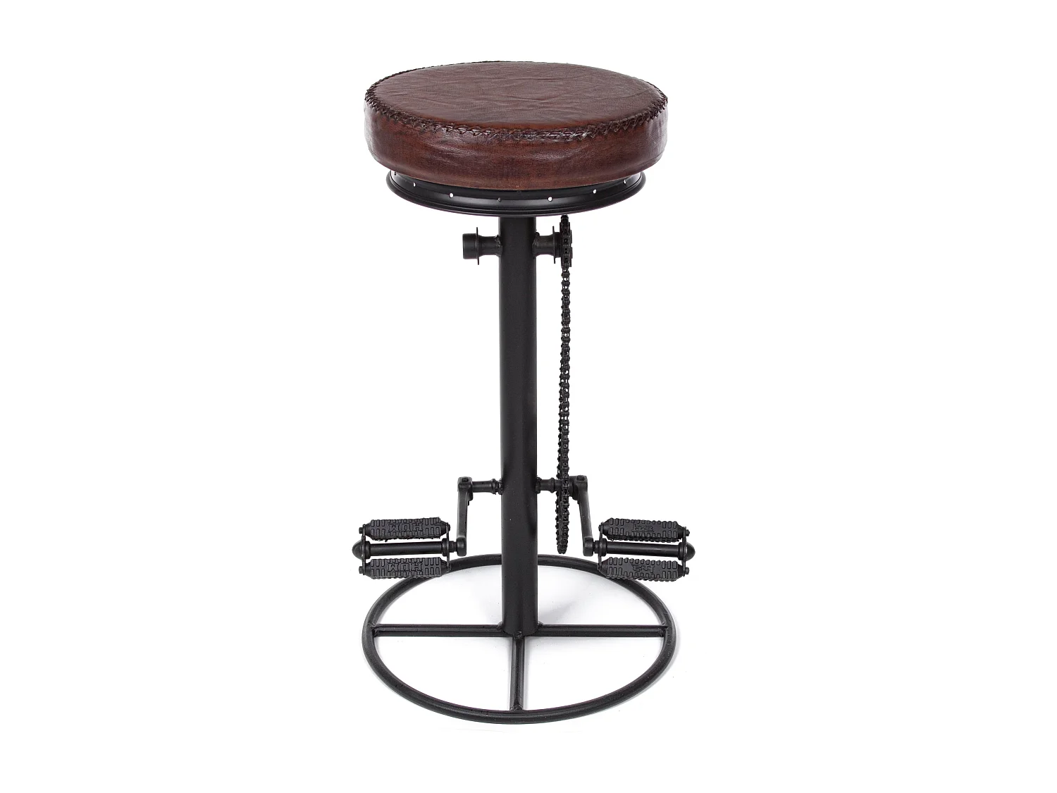 Tabouret industriel à pédale – Un caractère brut au style affirmé-Marron