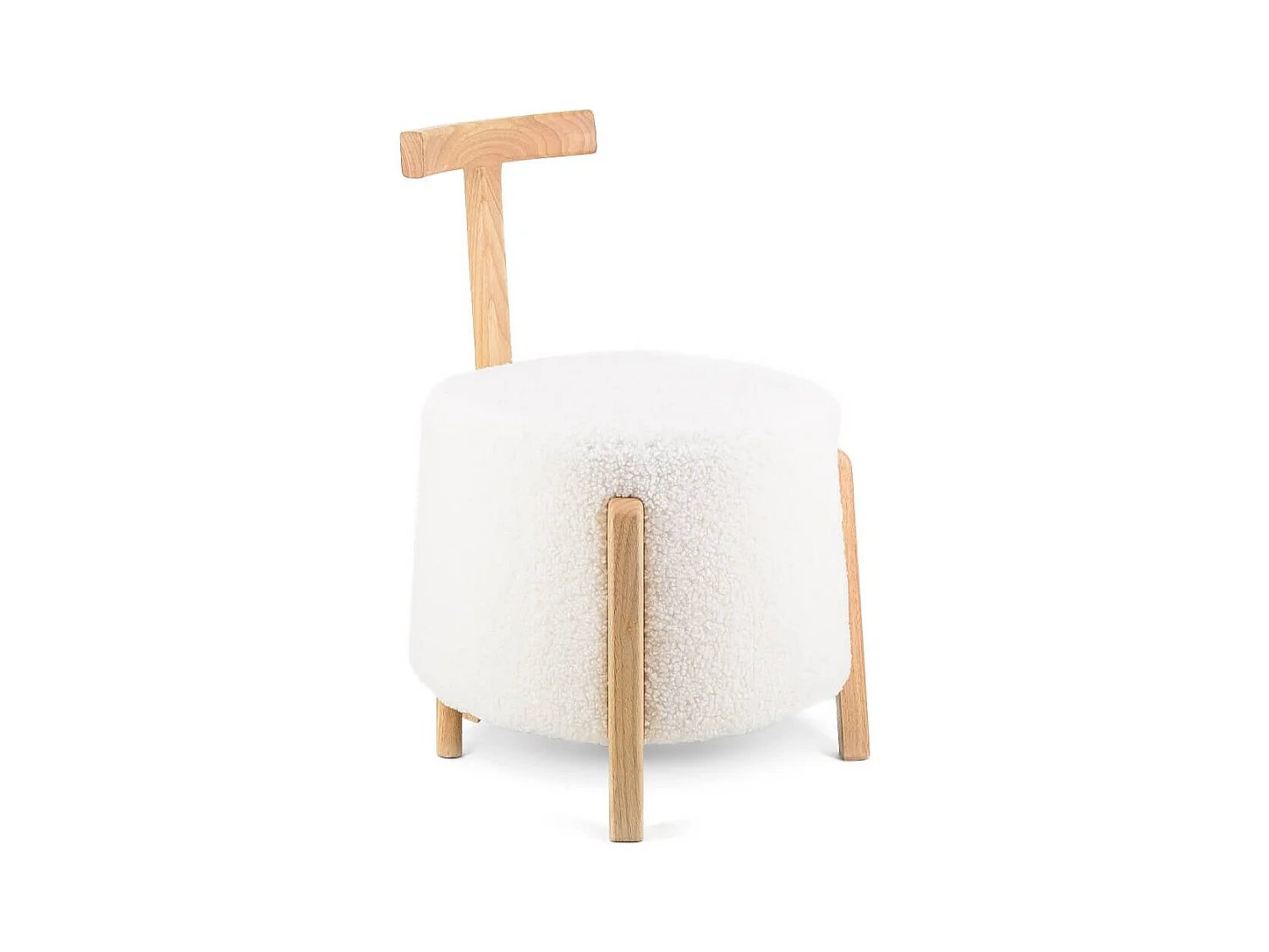 Oreklo gebroken witte gekrulde wollen design stoel