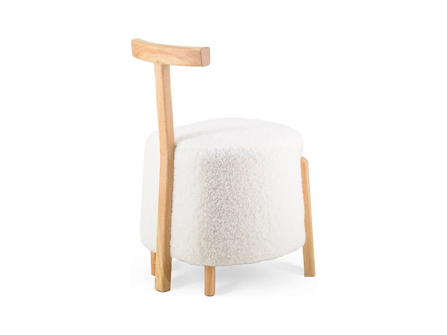 Oreklo gebroken witte gekrulde wollen design stoel