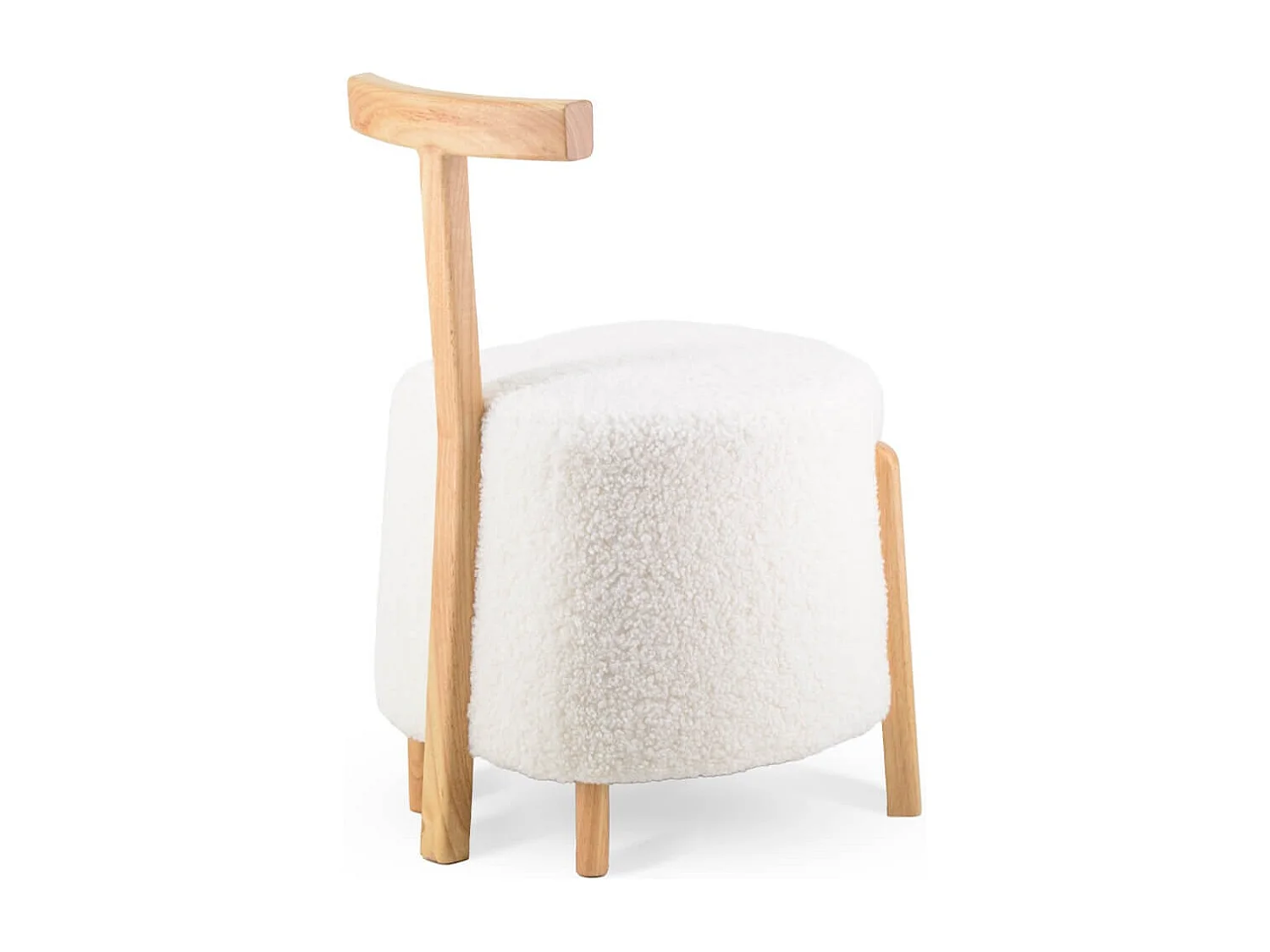 Chaise design en laine à bouclettes blanc cassé Oreklo