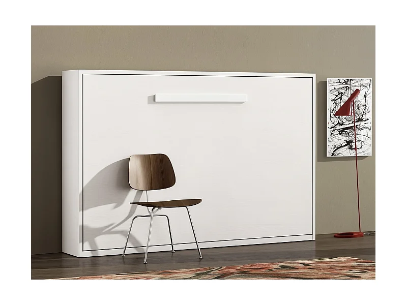 Lit escamotable horizontal OPTIMA-140x200-Cadre Marron taupe-Façade Marron taupe