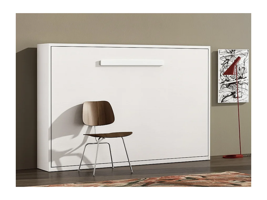 Lit escamotable horizontal OPTIMA-140x200-Cadre Marron taupe-Façade Marron taupe