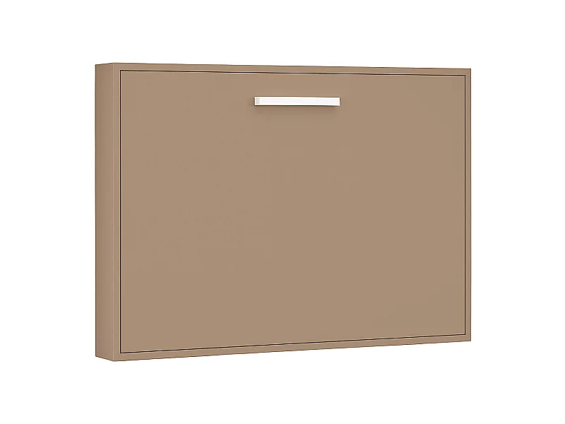 Lit escamotable horizontal OPTIMA-Avec matelas-150x200-Cadre Taupe-Façade Taupe