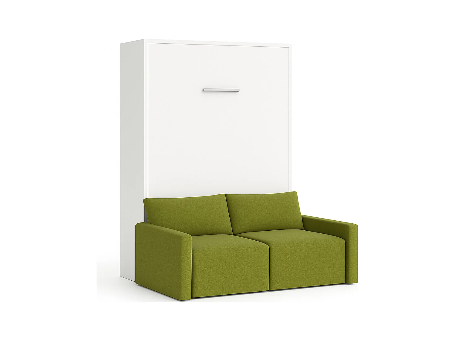 Lit escamotable vertical avec canapé tissu VALENCIA-140x190-Canapé Vert pistache-Structure Blanche