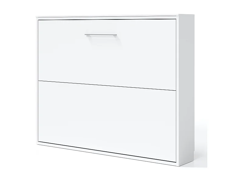 Klika horizontaal opklapbed 80x180-Matras van schuimrubber van 18 cm-Bekisting Wit-Facade Wit