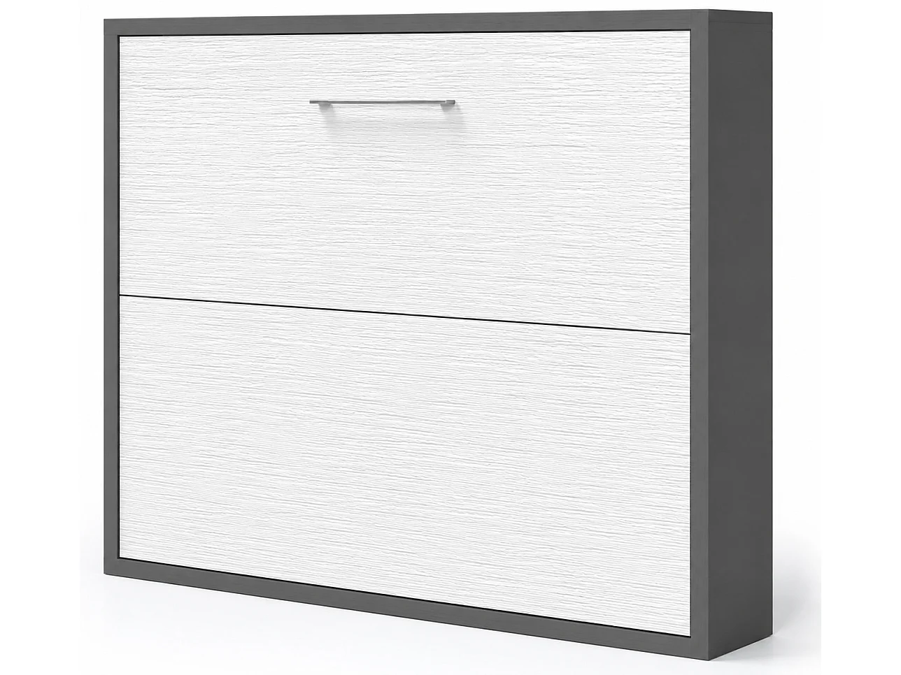 Lit escamotable horizontal 80x180 KLIKA-Avec matelas-Cadre Blanc-Façade Blanche