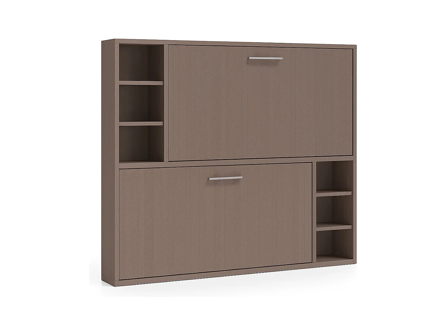 Horizontaal stapelbed voor 2 personen 80x200 met planken Binka-Zonder matras-Slapen 90x200cm-Bekisting Bruin eiken-Facade Bruin eiken