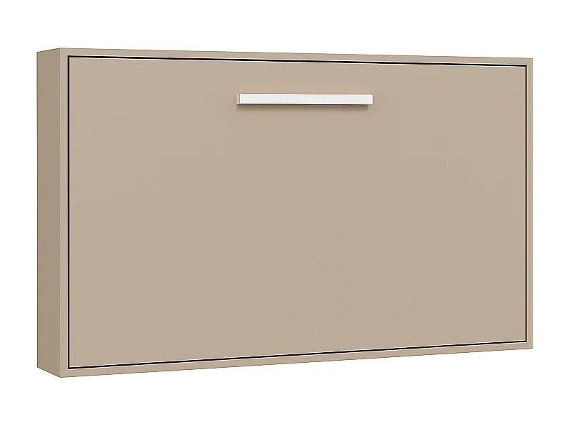 Lit escamotable horizontal OPTIMA-140x180-Cadre Blanc-Façade Taupe