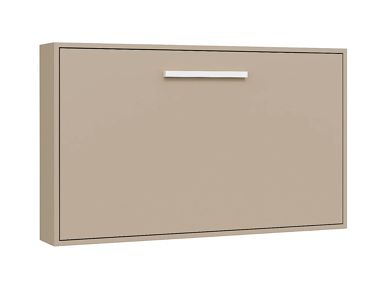 Lit escamotable horizontal OPTIMA-140x180-Cadre Blanc-Façade Taupe