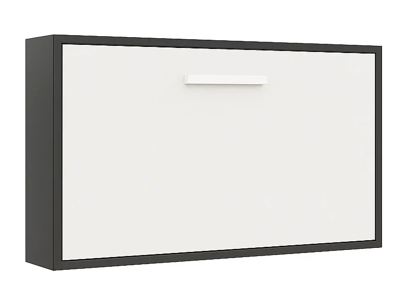 Lit escamotable horizontal OPTIMA-80x190-Cadre Anthracite-Façade Blanche