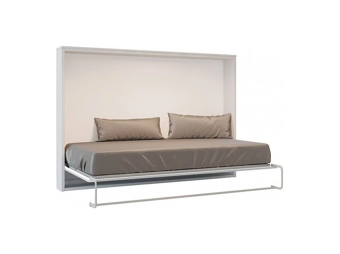 Lit escamotable horizontal OPTIMA-140x200-Cadre Anthracite-Façade Noyer