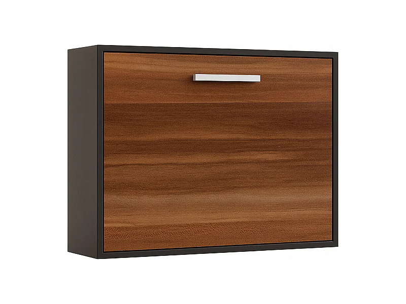 Cama abatible horizontal 140x190 Optima-Ropa de cama 150x200 cm-Encofrado Gris antracita-Frente Nogal