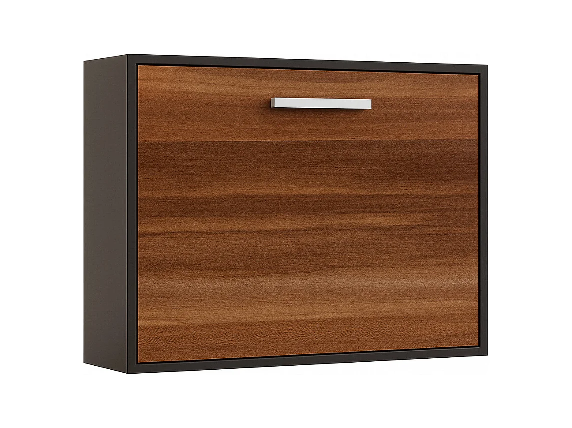 Cama abatible horizontal 140x190 Optima-Ropa de cama 150x200 cm-Encofrado Gris antracita-Frente Nogal