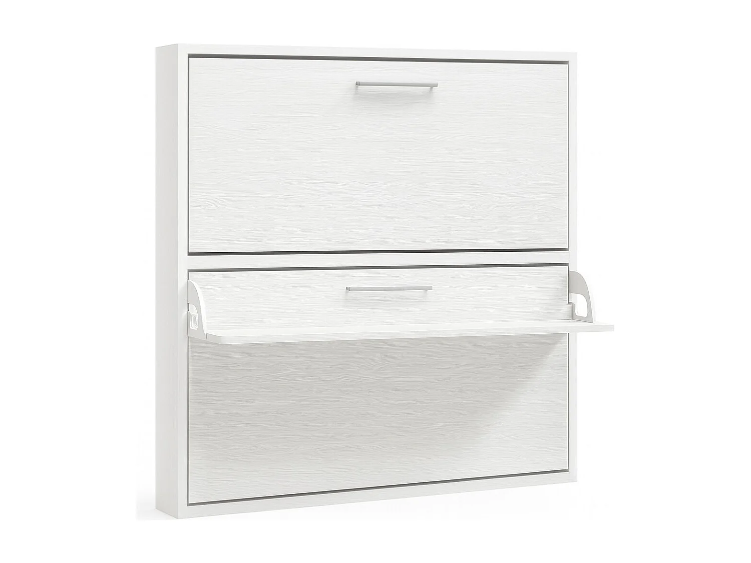 Lit escamotable horizontal superposé 90x190 STUDIO-Encadrement Chêne blanc-Façade Chêne blanc