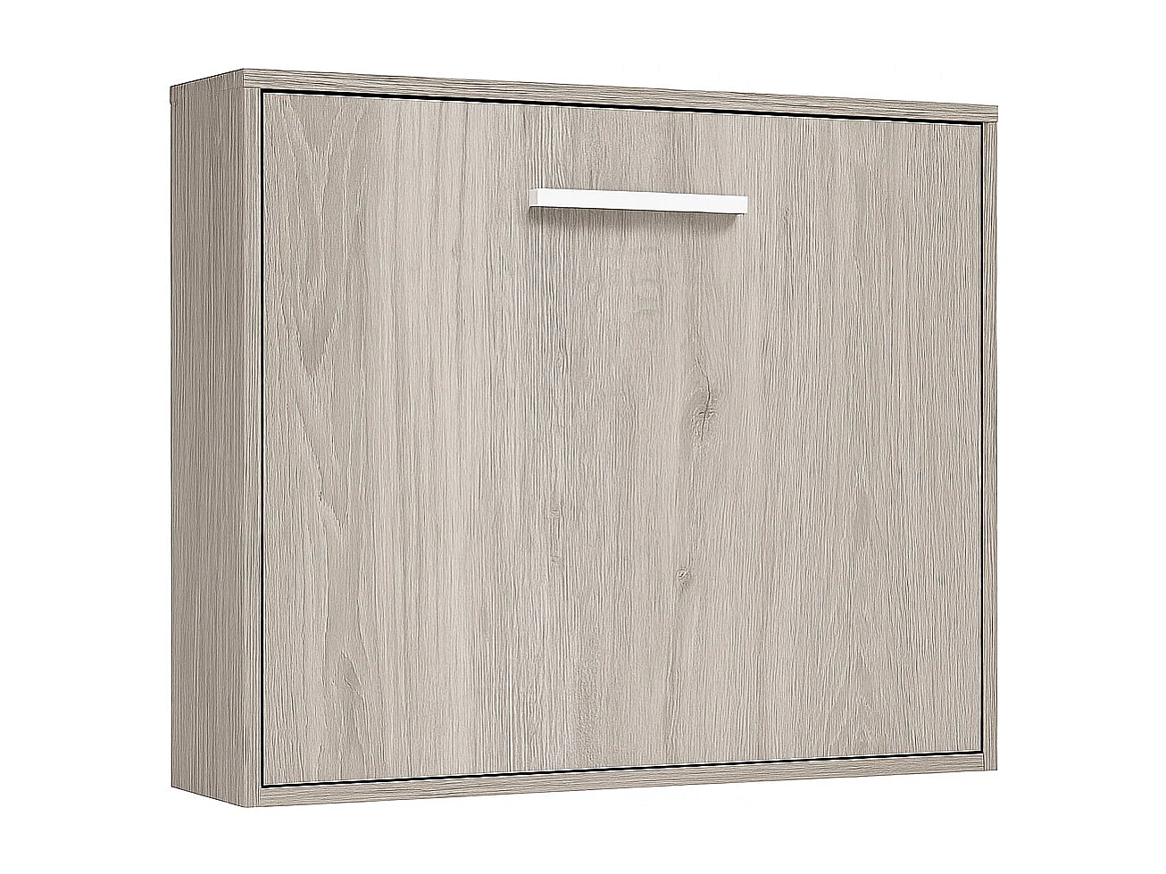 Lit escamotable horizontal OPTIMA-Avec matelas-140x190-Cadre Chêne gris-Façade Chêne gris