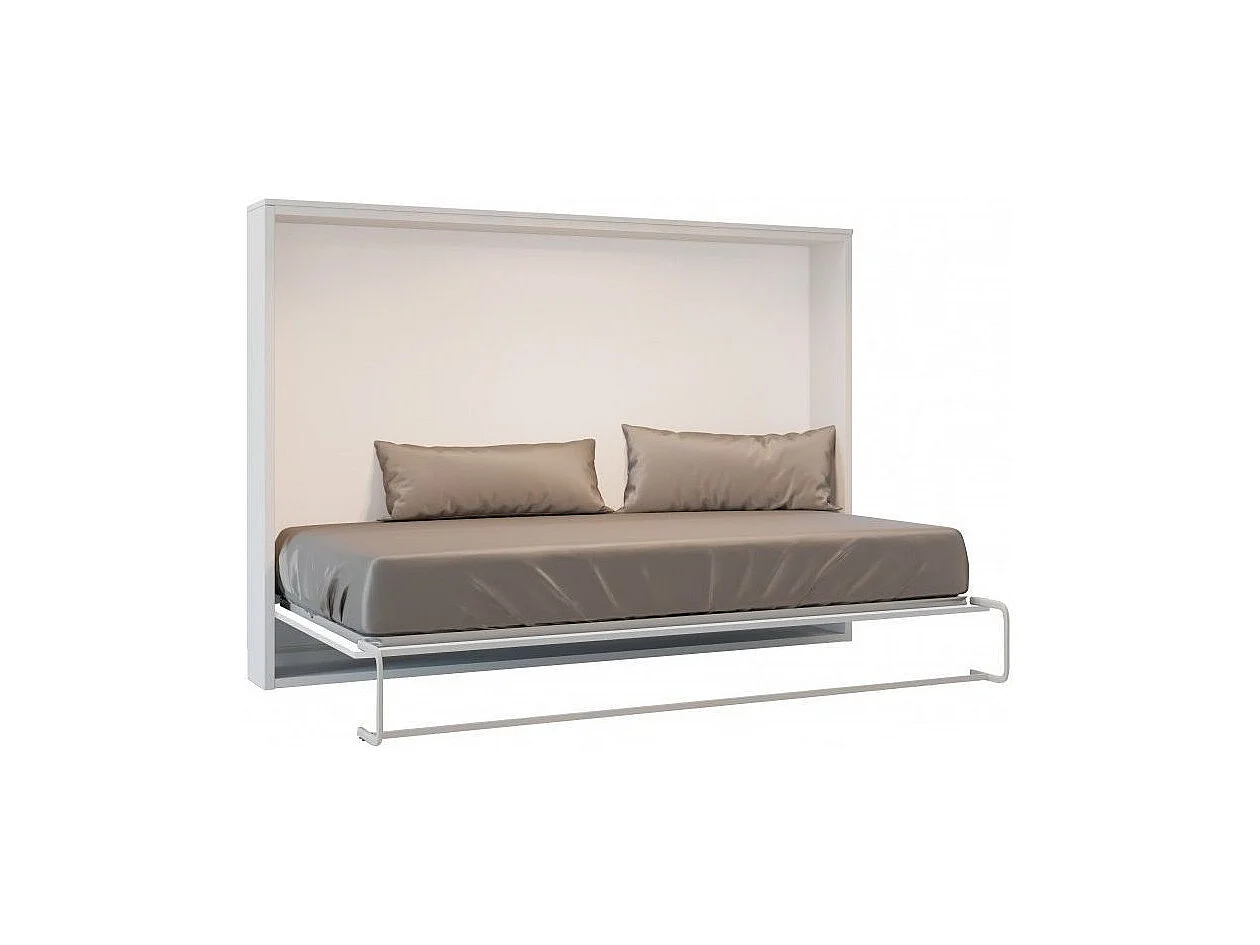 Lit escamotable horizontal OPTIMA-90x180-Cadre Chêne clair-Façade Vison