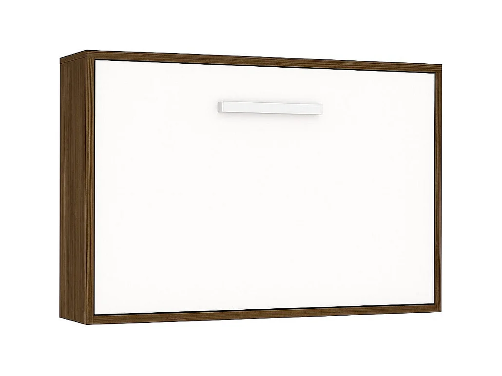Lit escamotable horizontal OPTIMA-80x190-Cadre Frêne-Façade Blanche