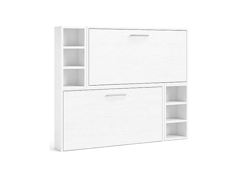 Horizontaal stapelbed voor 2 personen 80x200 met planken Binka-Zonder matras-Slapen 80x180cm-Bekisting Witte eik-Facade Witte eik