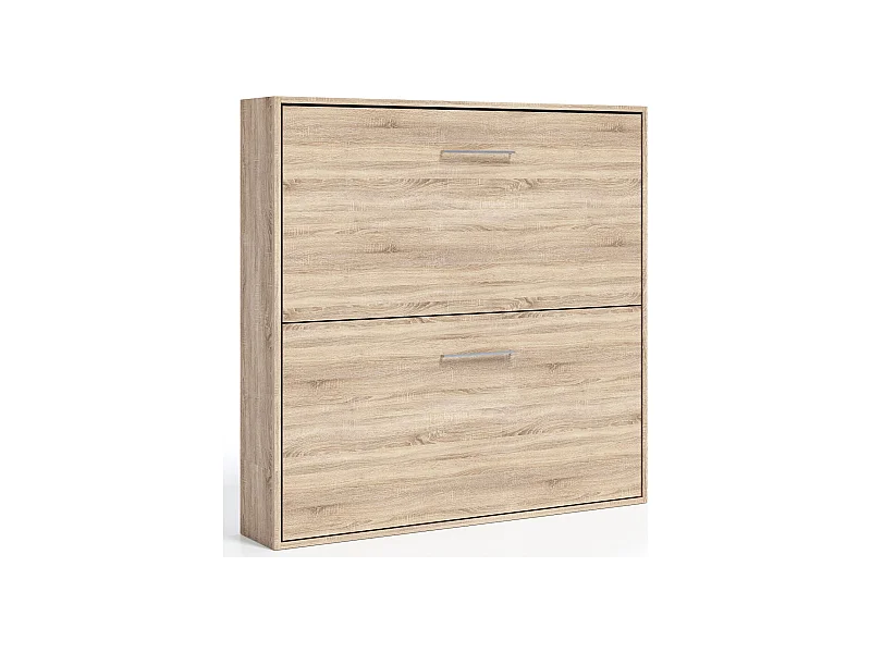 Lit escamotable superposé Sophia-90x200-Encadrement Chêne clair-Façade Chêne clair