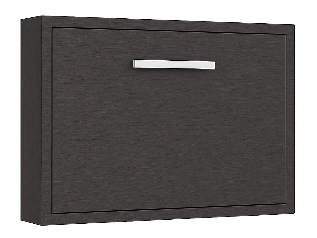 Lit escamotable horizontal OPTIMA-Avec matelas-150x200-Cadre Anthracite-Façade Anthracite