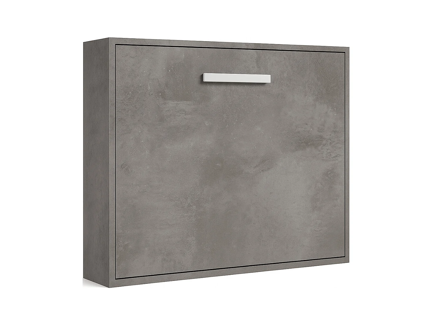 Lit escamotable horizontal OPTIMA-Avec matelas-140x190-Cadre Gris ciment-Façade Gris ciment