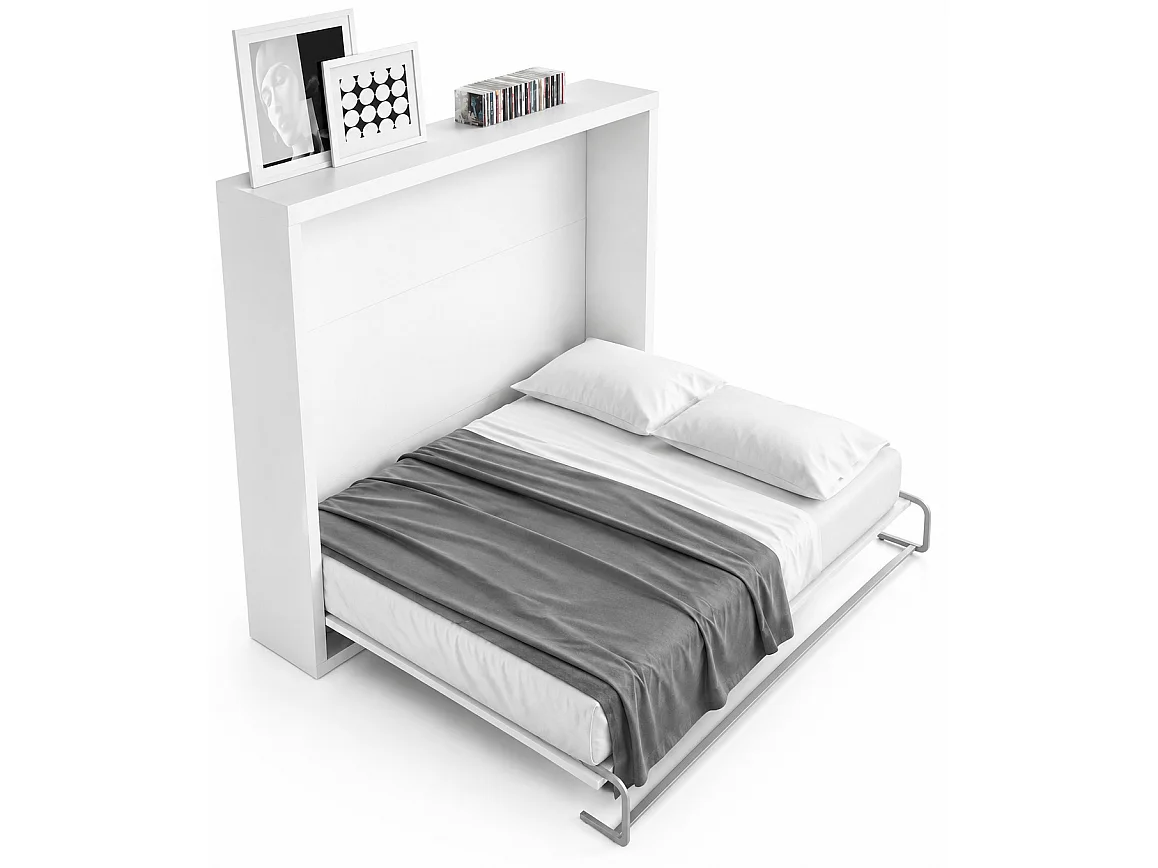 Lit escamotable horizontal 80x180 KLIKA-Cadre Blanc-Façade Blanche