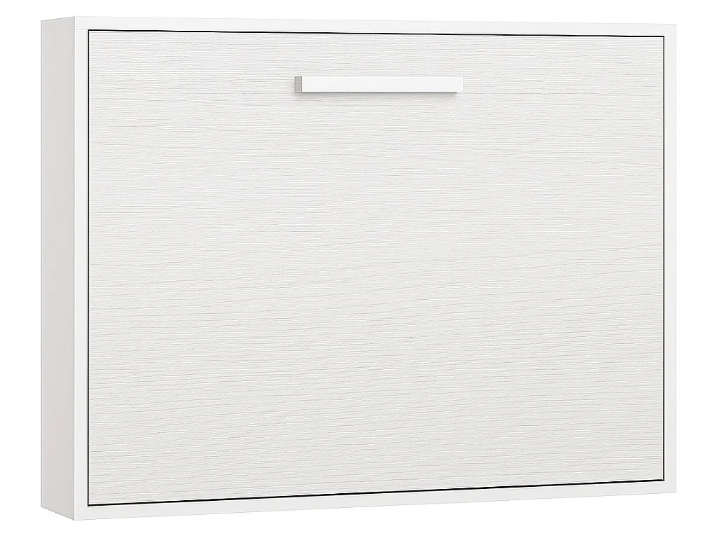 Lit escamotable horizontal OPTIMA-Avec matelas-140x190-Cadre Blanc-Façade Anthracite