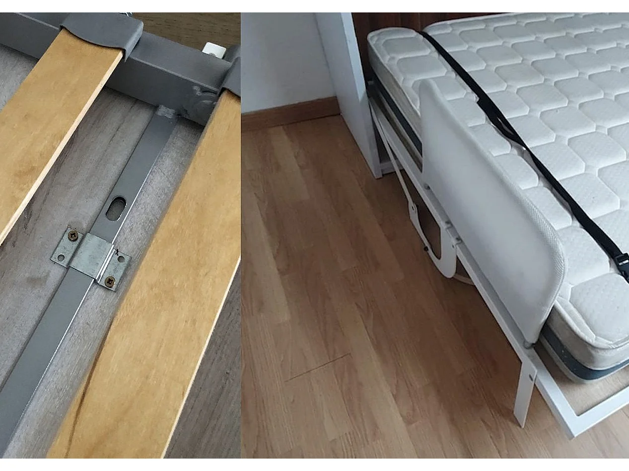 Lit escamotable horizontal OPTIMA-Avec matelas-140x190-Cadre Blanc-Façade Anthracite