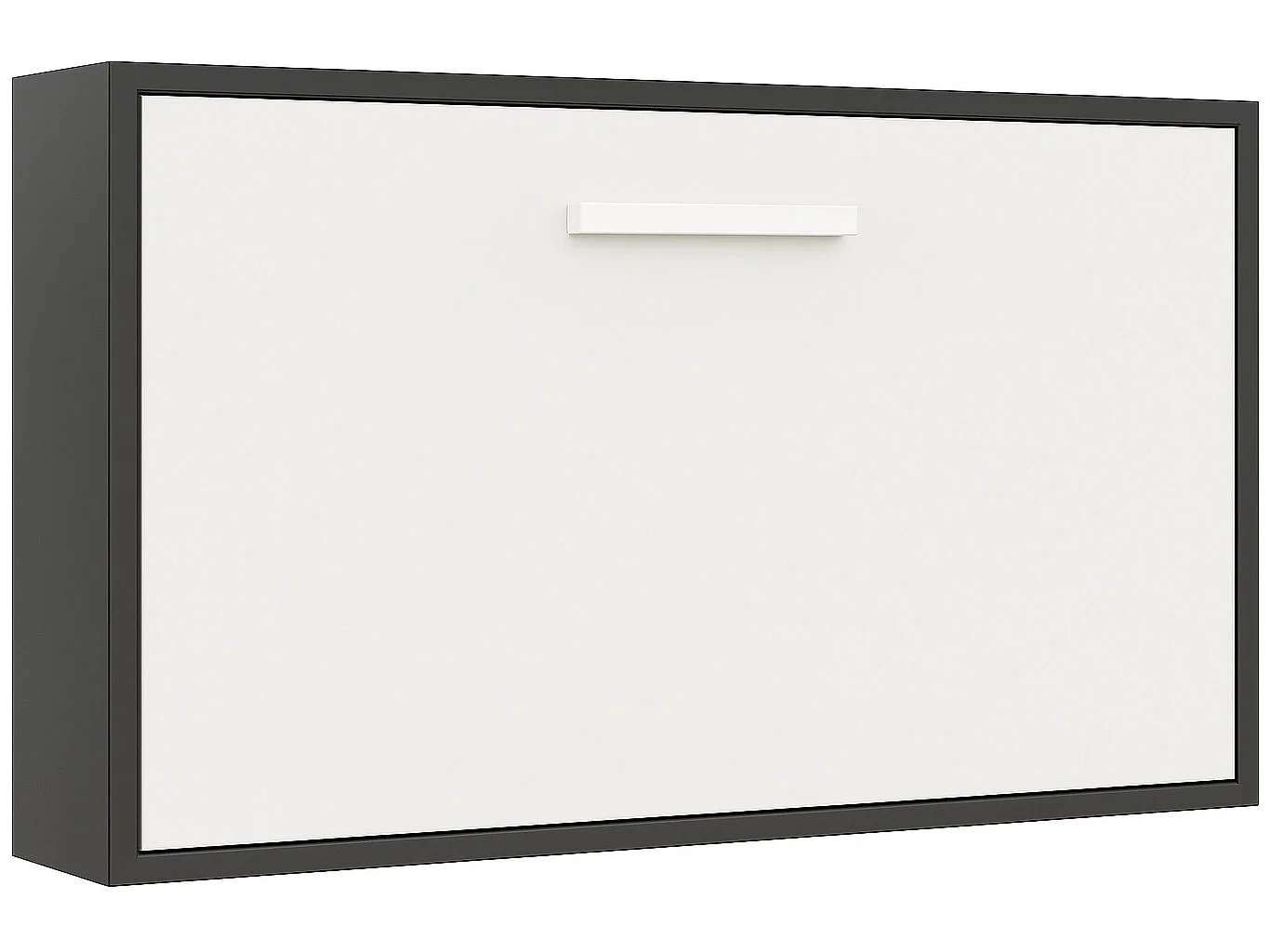 Lit escamotable horizontal OPTIMA-90x200-Cadre Anthracite-Façade Blanche