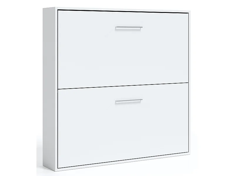 Lit escamotable superposé Sophia-2 matelas-90x190-Encadrement Blanc-Façade Blanche