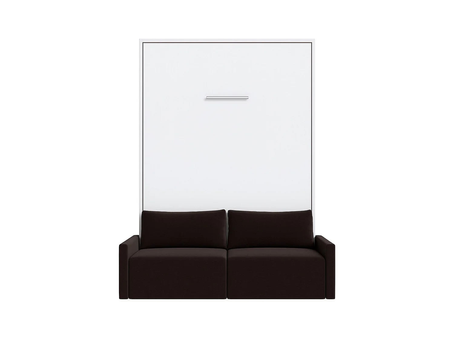 Lit escamotable vertical avec canapé tissu VALENCIA-140x190-Canapé Marron-Structure Blanche