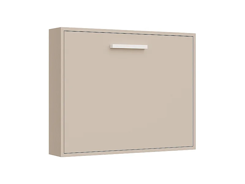 Lit escamotable horizontal OPTIMA-Avec matelas-90x190-Cadre Vison-Façade Vison