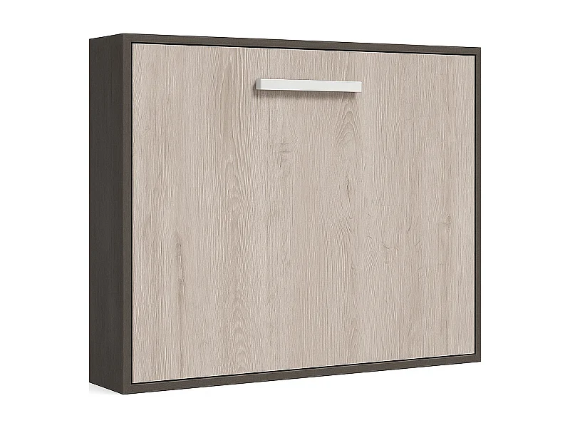 Lit escamotable horizontal OPTIMA-80x190-Cadre Anthracite-Façade Chêne gris